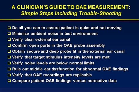 A Clinician's Guide to OAE Measurement and Analysis .